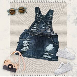 distressed overall dress